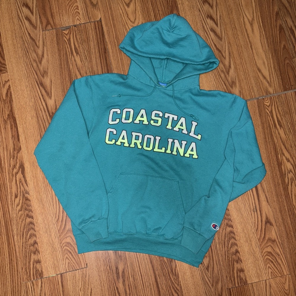 Champion Coastal Carolina Chanticleers Teal Eco Fleece Hoodie Size‎ Small